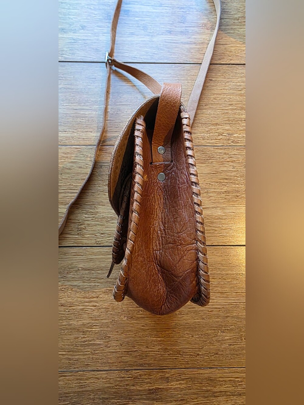 Handcrafted Leather Crossbody Bag in Tan - Picture 4 of 7